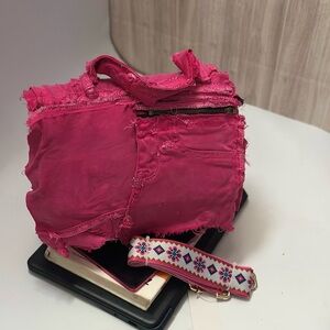 Chic Pink Distressed Shoulder Bag